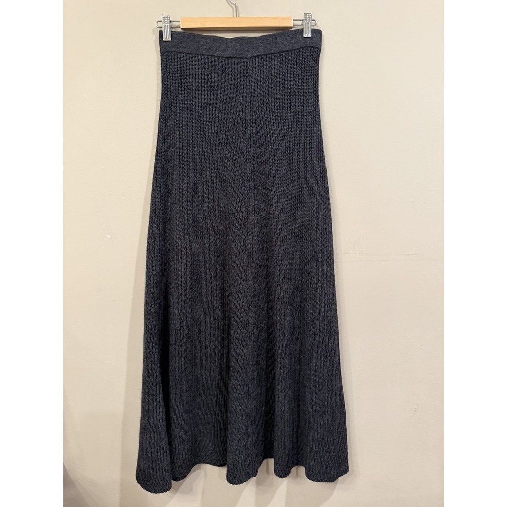 NEW Poetry Grey Ribbed Wool Organic Cotton Maxi Skirt Size 6 Minimalist